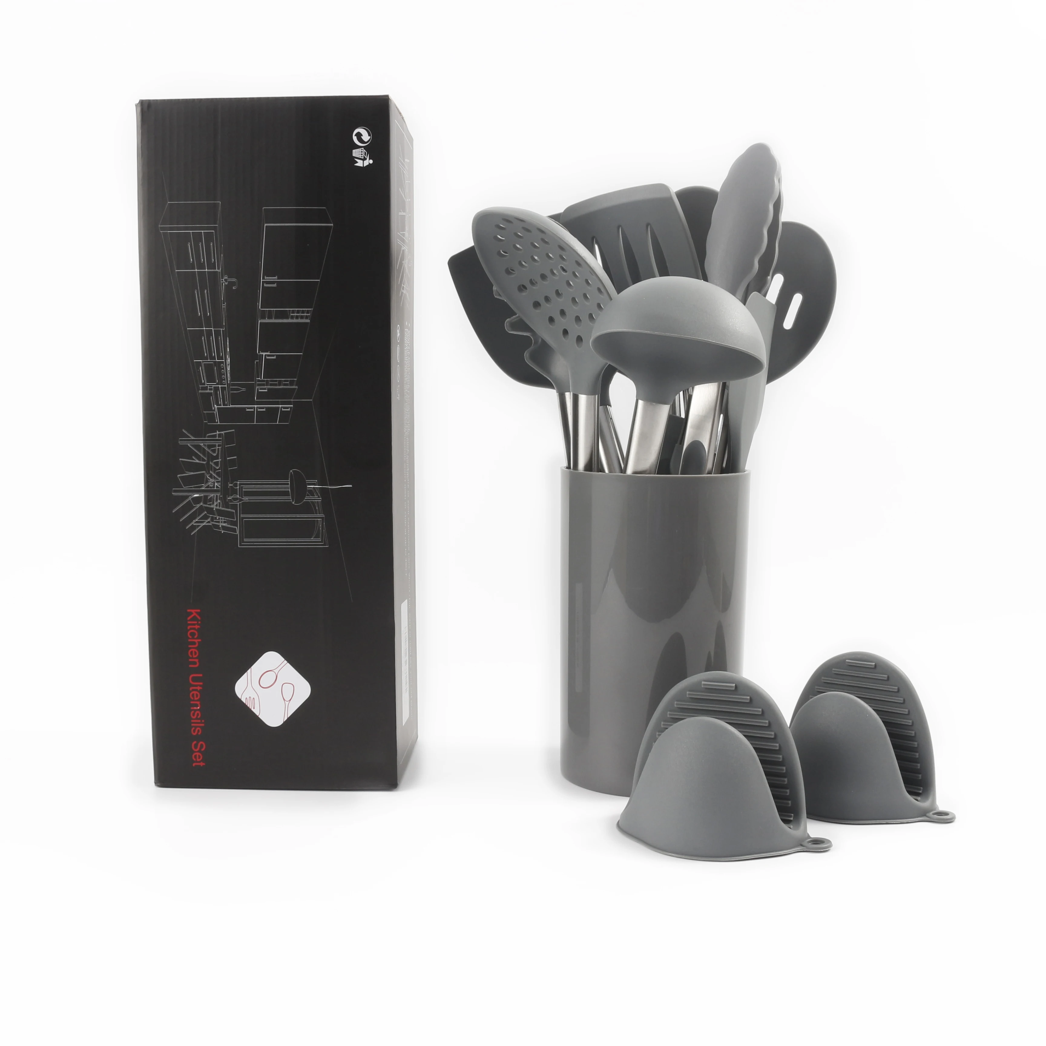 Amazon Hot-selling Kitchen Helper Spatula Sets Small MOQ 16 Pieces Silicone Utensils Cookware Sets