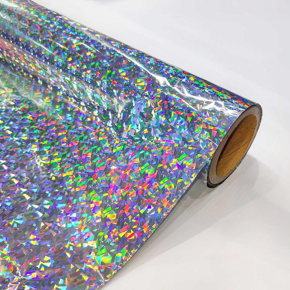 holographic aluminum 14 micron heat transfer stamping laser foil roll for leather and HTV