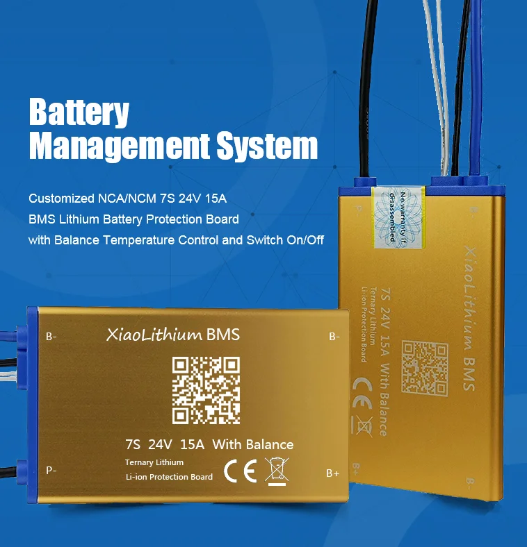 7S 24V 15A Золотой Smart BMS PCB с балансом датчиком температуры включенным выключателем той же защитной платой порта