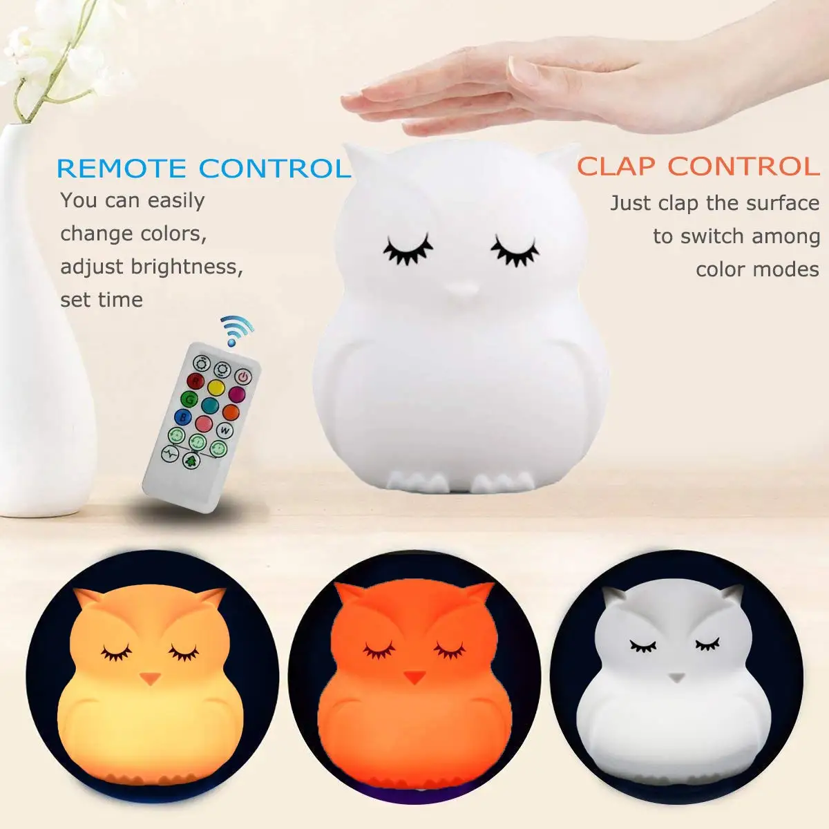 LED Cute Cartoon Night Light USB Rechargeable Night Lamp Touch Sensor Silicone Baby Nursery Light Lamp for Kids Bedroom Decor