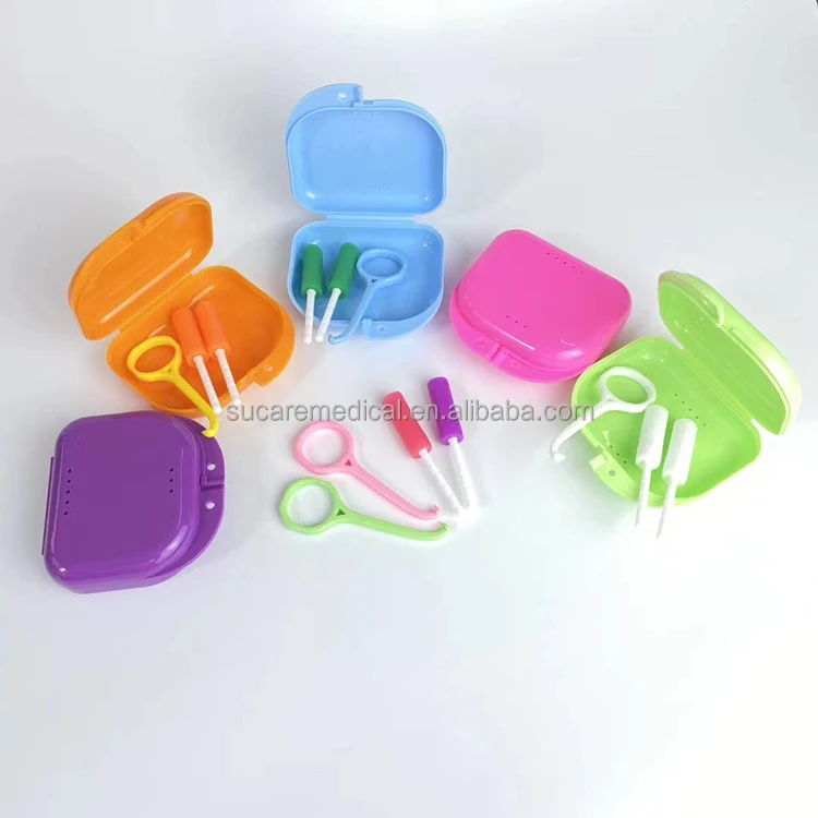 Plastic Colorful Orthodontic Aligner Brace Box Portable Dental Retainer Case