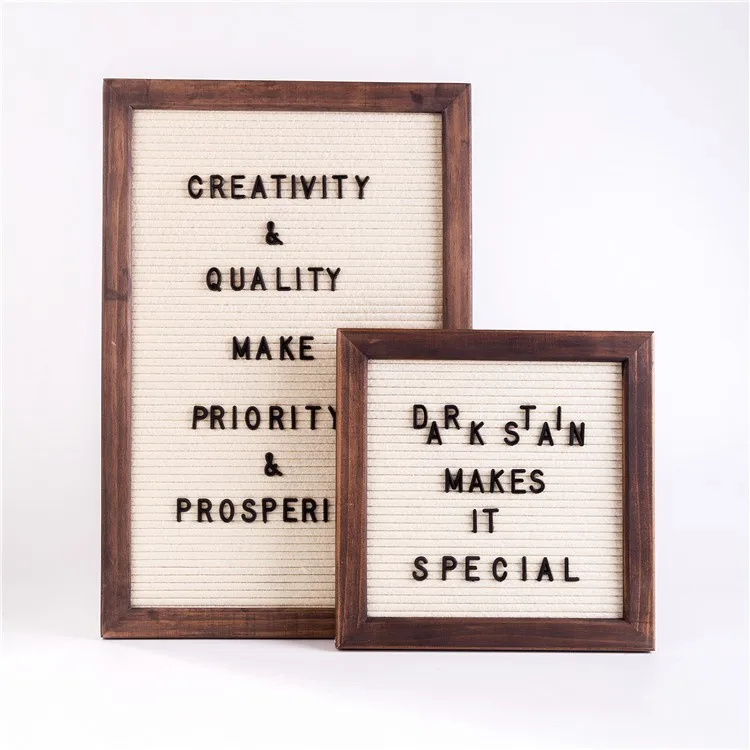 Customize Oak Frame Felt Letter Board With Changeable plastic Letters