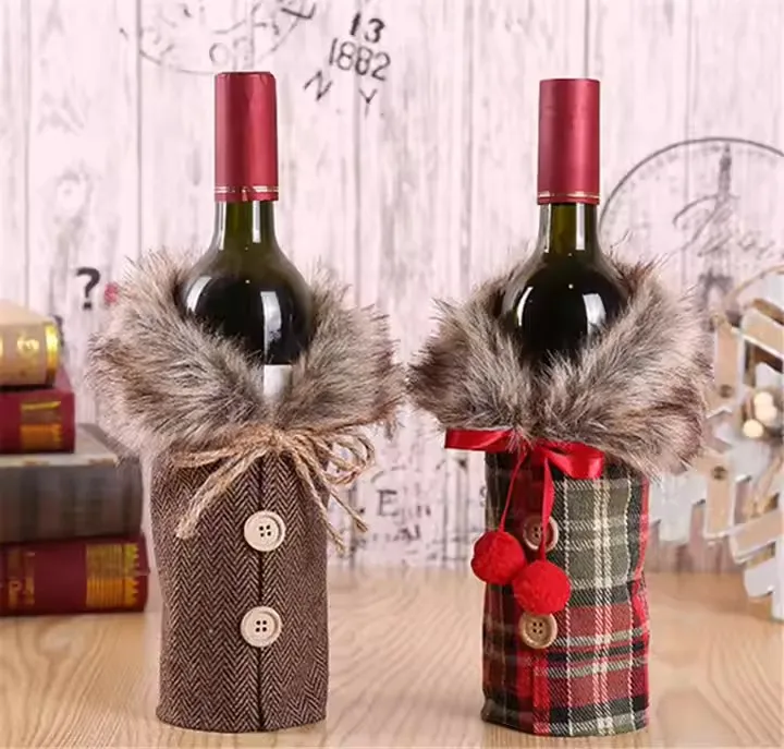 yuyang Merry Christmas Ornaments Christmas Gift Lattice Wine Bottle Cover Toy home Decorations christmas decoration supplies