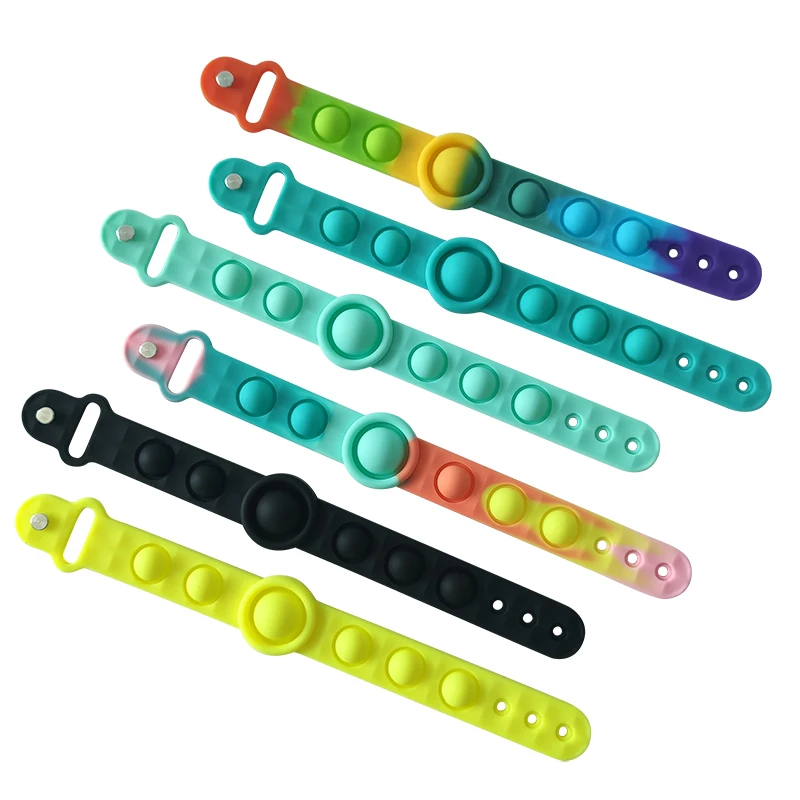 Для взрослых и детей силиконовая сенсорная игрушка выталкивает пузырь браслеты, игрушка для снятия стресса, сенсорные браслет игрушки Fidget игрушка браслет