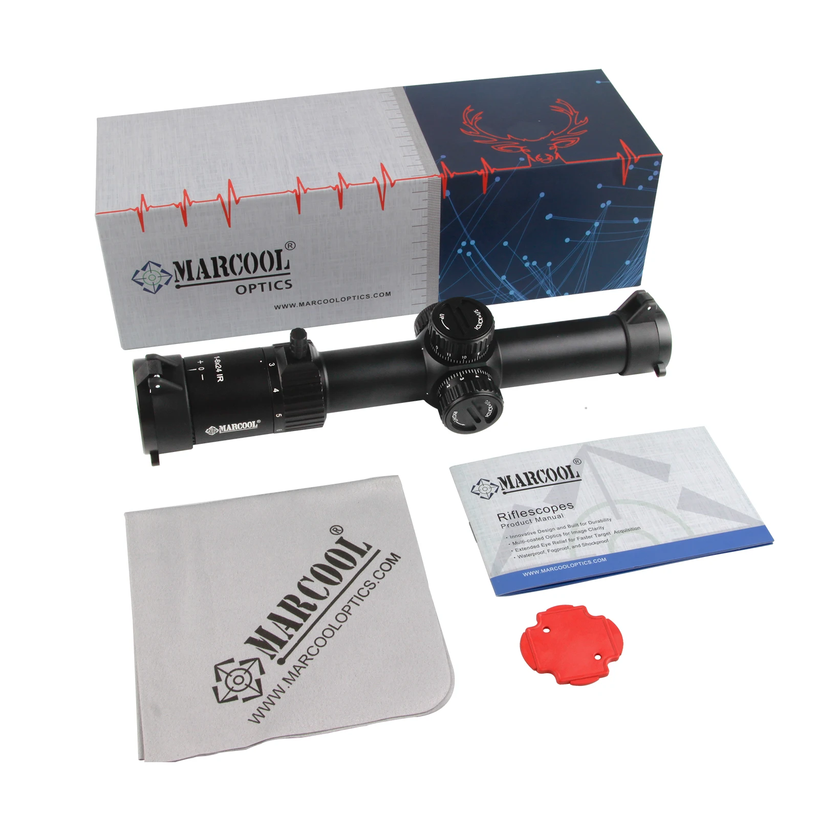 Marcool LPVO 1-6x24 Compact Scope Wide Field View Edgeless Optics Red Dot Laser Waterproof Versatile Tactical Hunting
