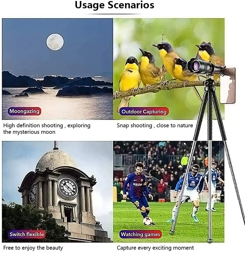 10-300x40 Monocular Telescope 10x 300x Zoom High Quality Monocular  Telescope Supports  for Smartphone