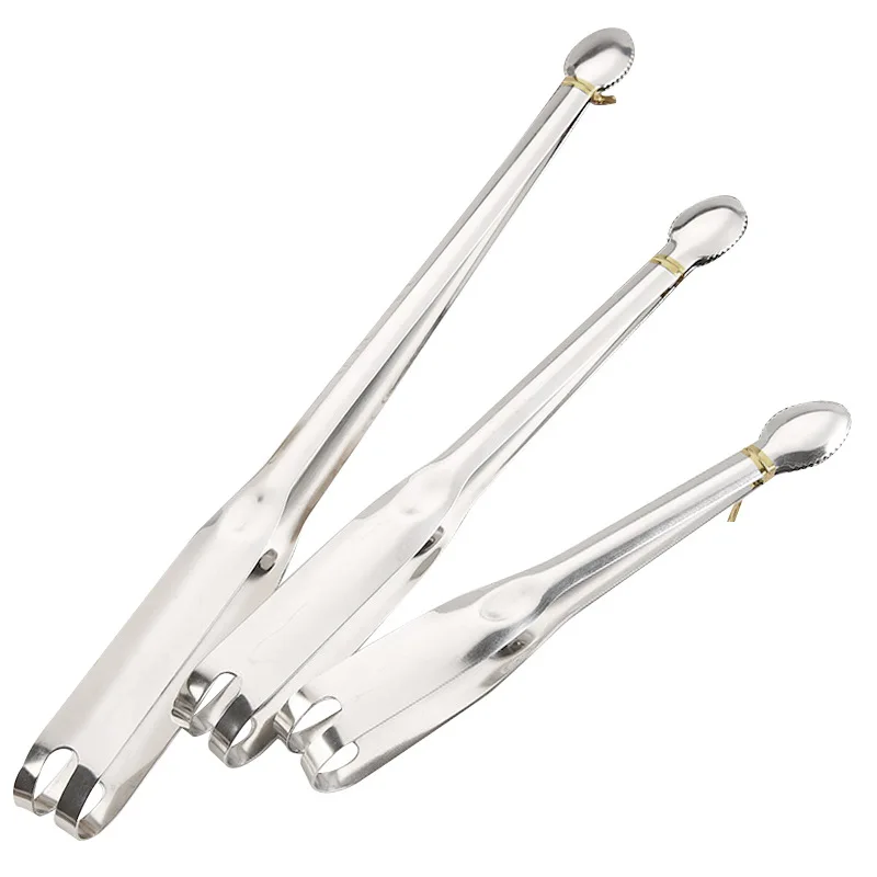 Hot selling Kitchen Accessories Grill Tongs 304 Stainless Steel Silver Camping Supplies Meat Barbecue Clip For BBQ Baking