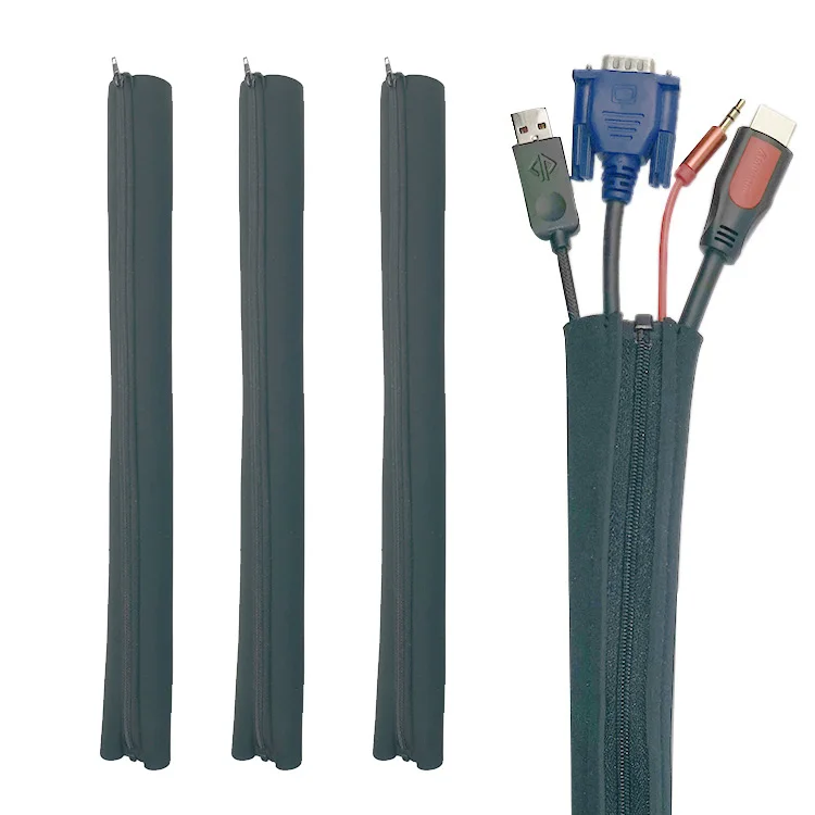 Custom Sizes Neoprene Cord Organizer Flexible Cable Sleeve Wrap Covers Wire Cable Management Sleeve