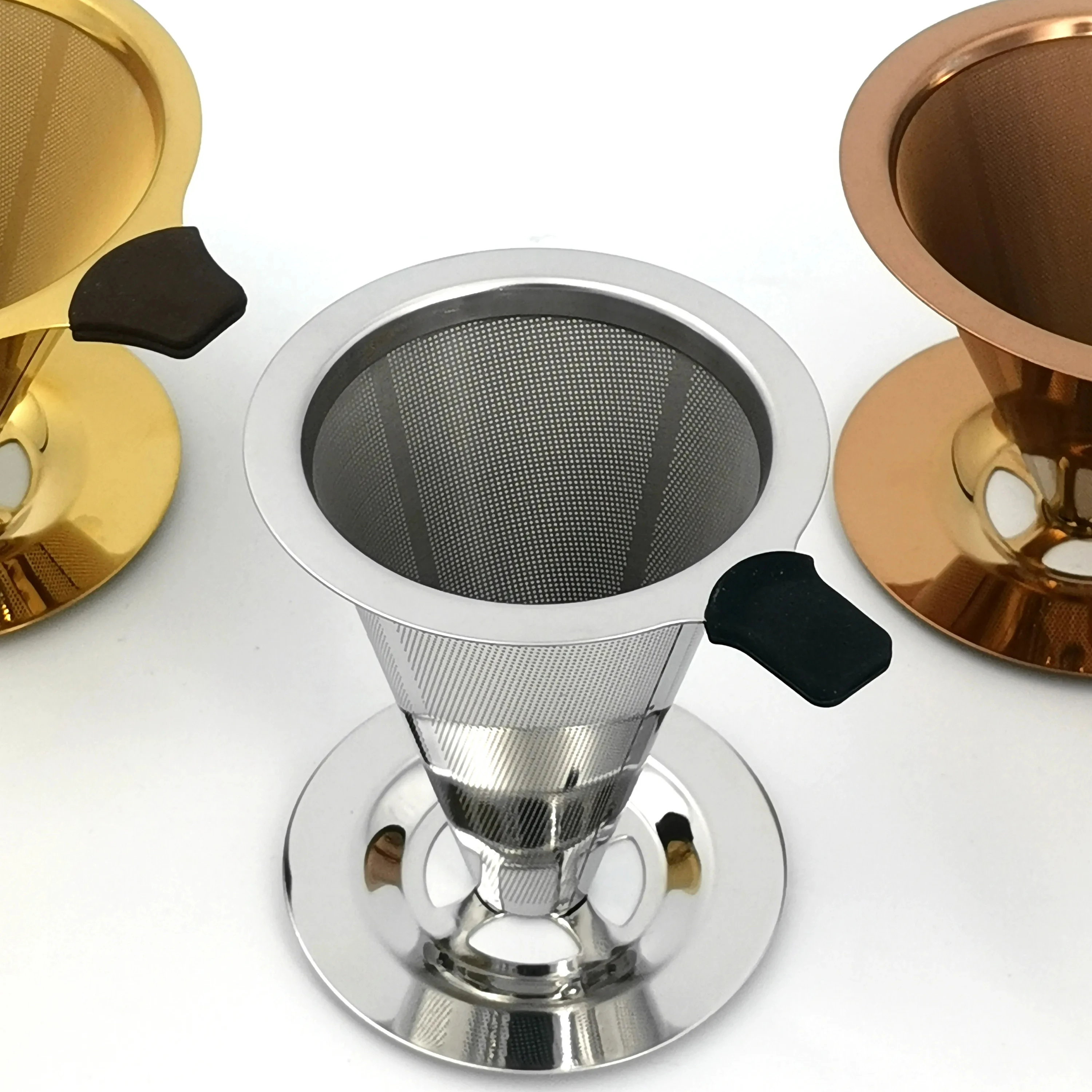 Factory Direct Sales  304 Stainless Steel Double Layer Coffee Filter, Filter Free Paper Funnel Filter Cup