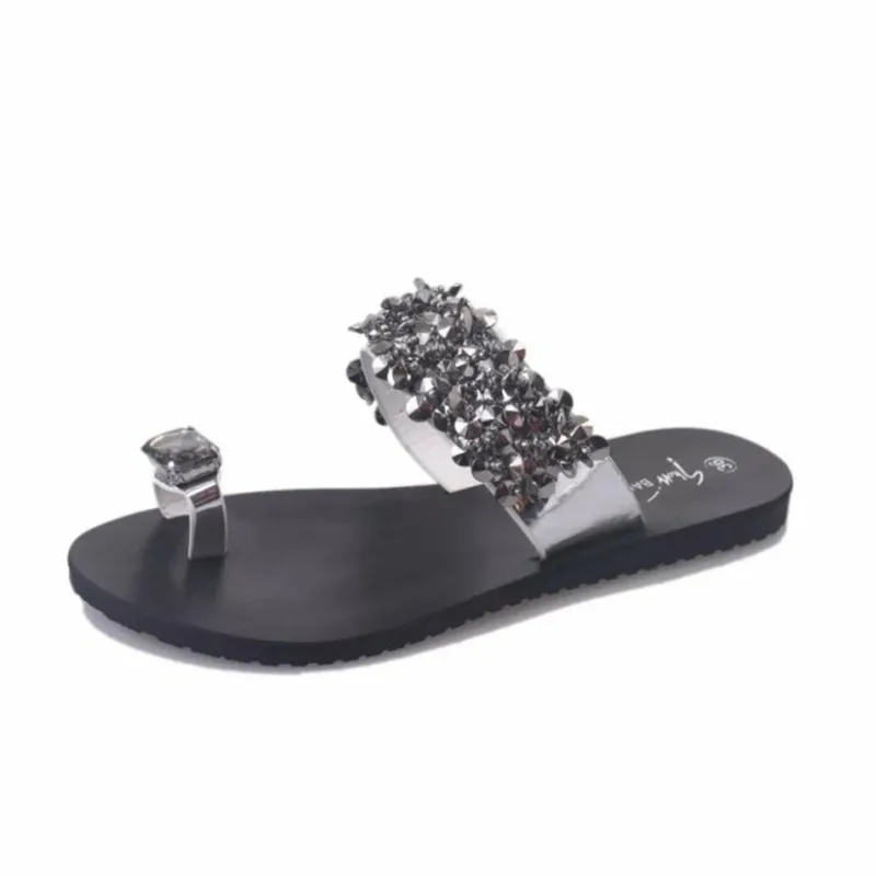 Beach slippers female summer new fashion rhinestones sandals and slippers