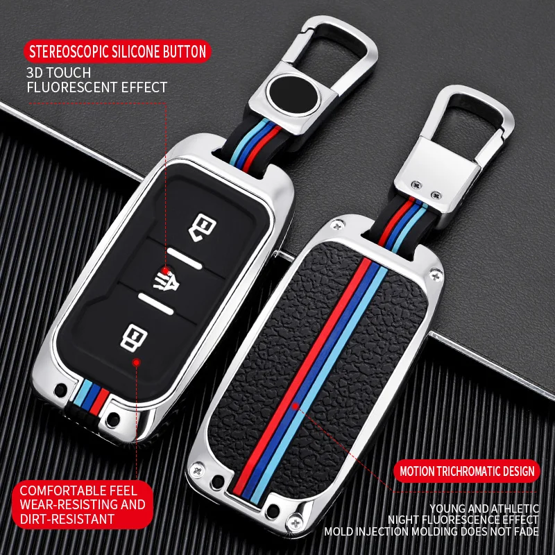 Zinc Alloy Silicone Car Key Case Shell Cover For Chery Jetour X70 X90 X3 X70S Smart Keyless Remote Fob Protect Case Accessories