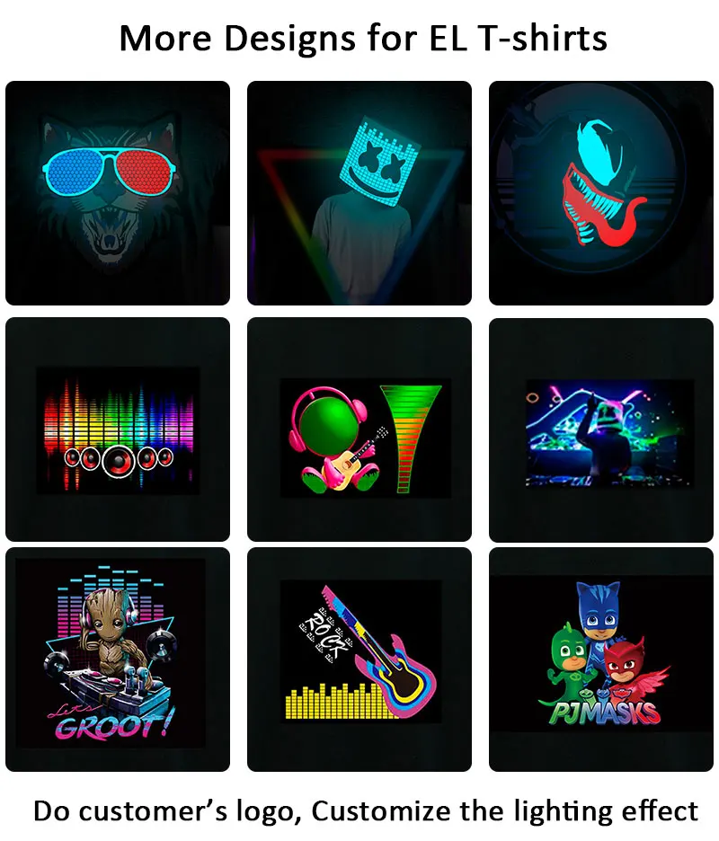 Christmas Light Up Clothing T-shirt LED Flashing Glow in the dark party Short sleeve LED T-shirt