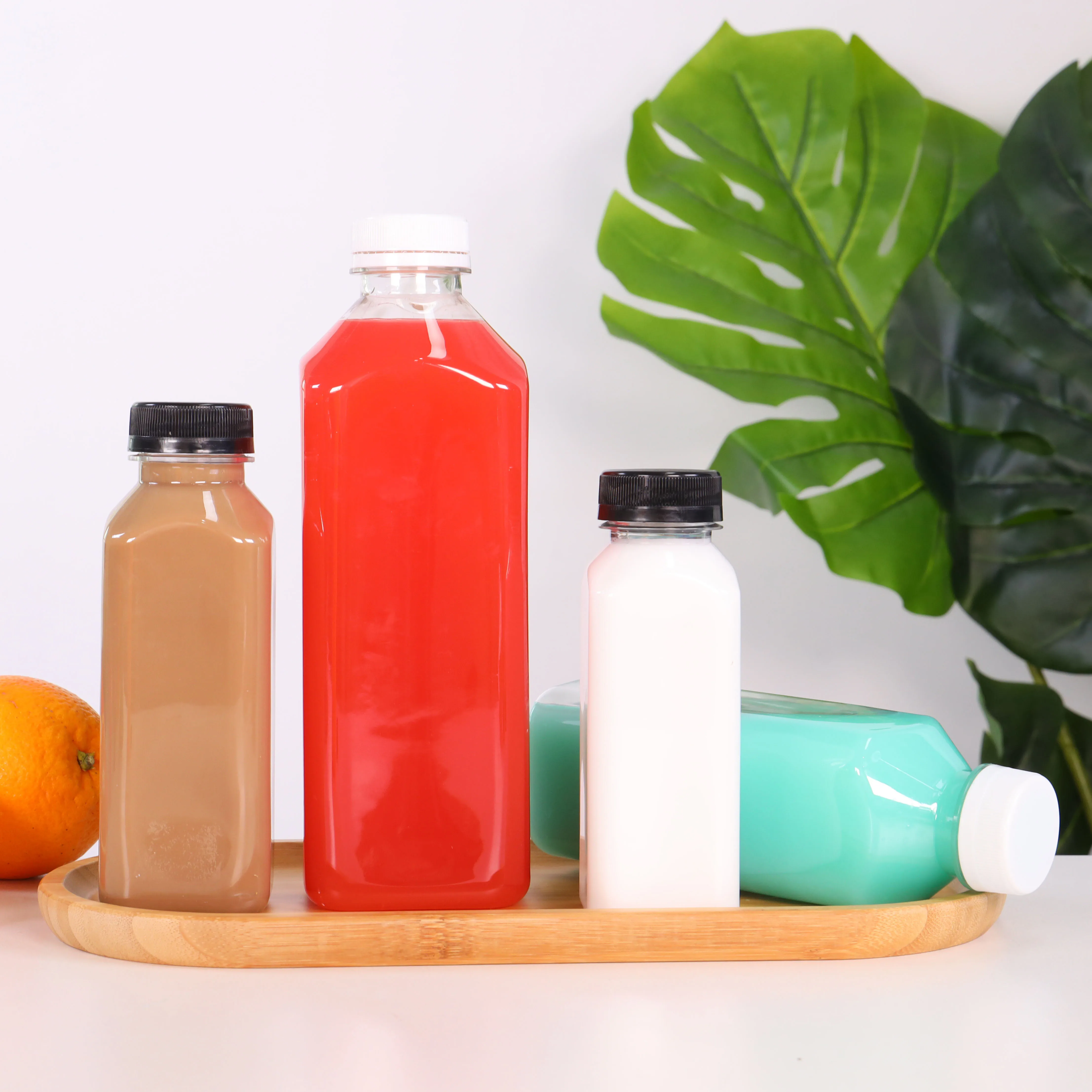 250ml Food Grade Transparent PET Bottle with Tape Cover Beverage Packaging Juice Wine Milk Tea Mineral Water Empty Tea Bottles