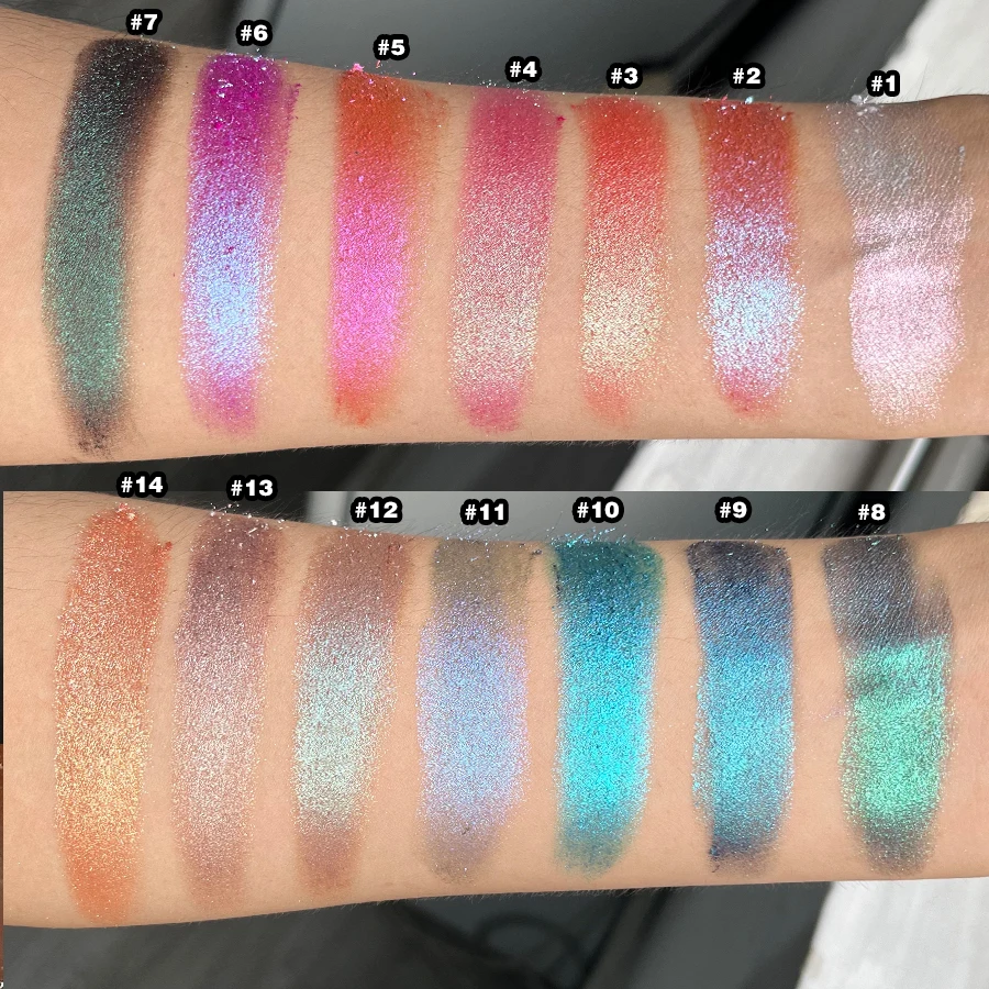 Private Label Crystal Clear Container  High Pigment Chameleon Rainbow Eyeshadow Pressed Multichrome Eyeshadow