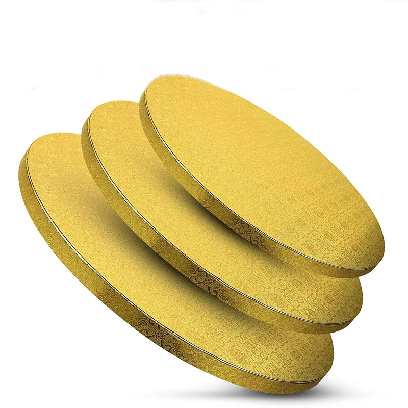8/10/12/14/16 inch gold round Corrugated Paper cake Board  with Smooth Edges Decorative Display Cake Icing Plates