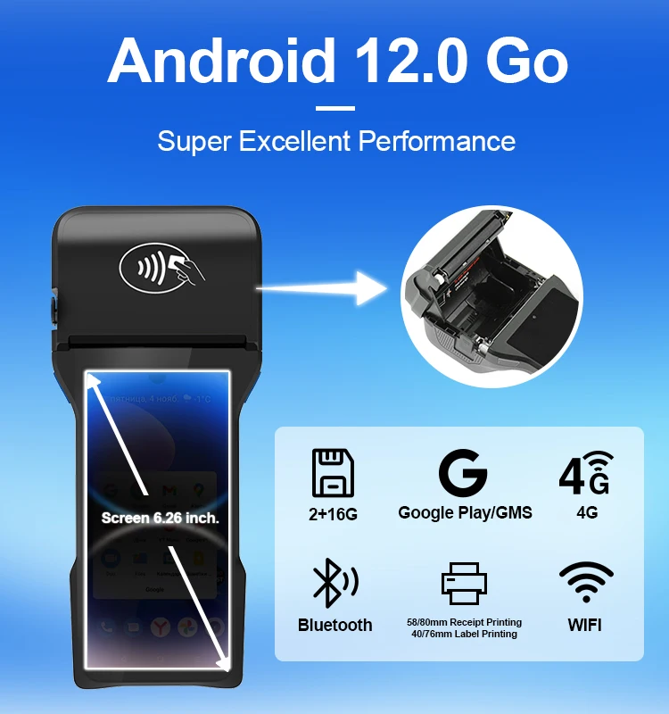 NFC Barcode Scanning Touch Screen Printer Thermal POS 80 mm Smart POS for Business Z93