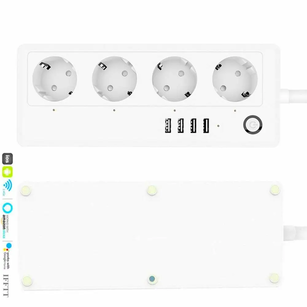  Excel Digital Tuya Wifi штепсельная вилка стандарта ЕС 4 выхода USB 16A умная лента