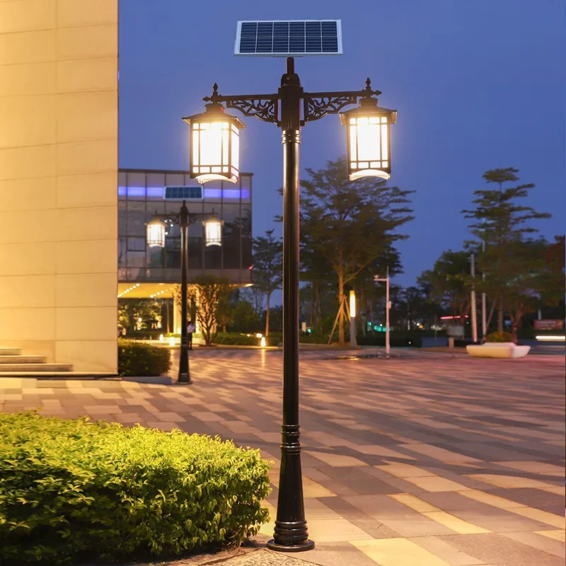 Outdoor ip65 antique garden lights decorative power street lamp lighting road waterproof modern poles led solar street light