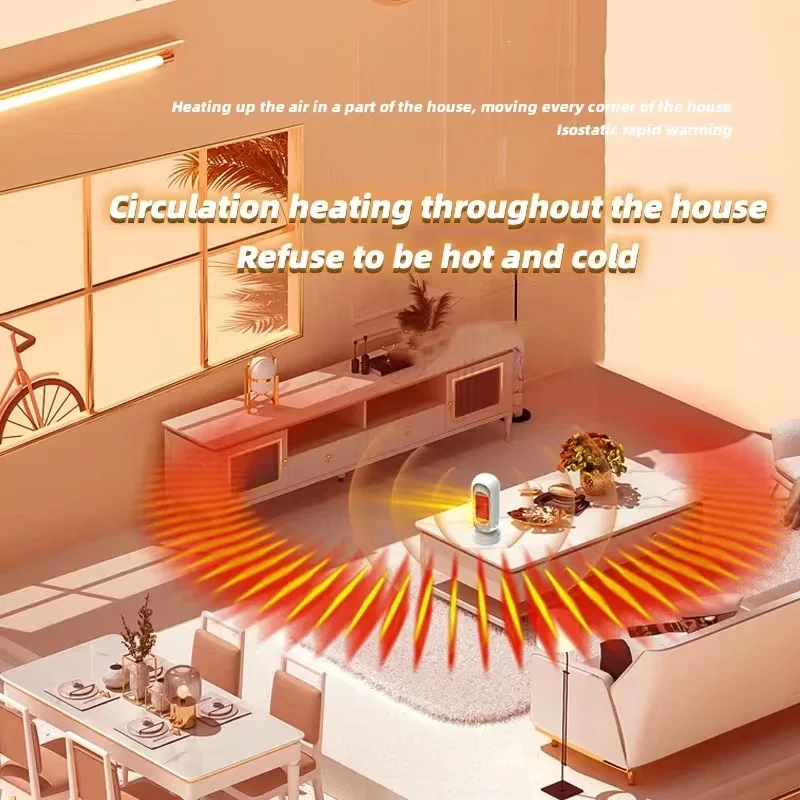 Mini Portable Electric Space Heater 1200W Home Office Desktop Warm Air Heater Warmer Fan Household Silent Remote Fast Space Heat