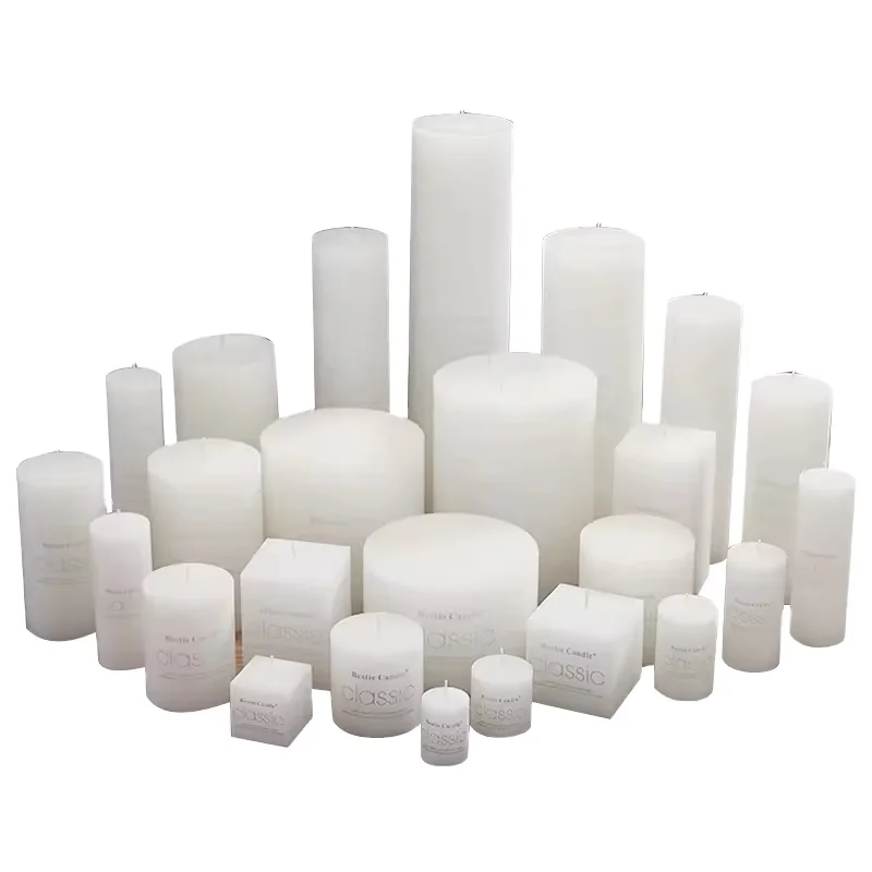 Wholesale Ivory White Roman Column Large Scented Candles Romantic Birthday and Wedding Decoration Bulk Wax Candles