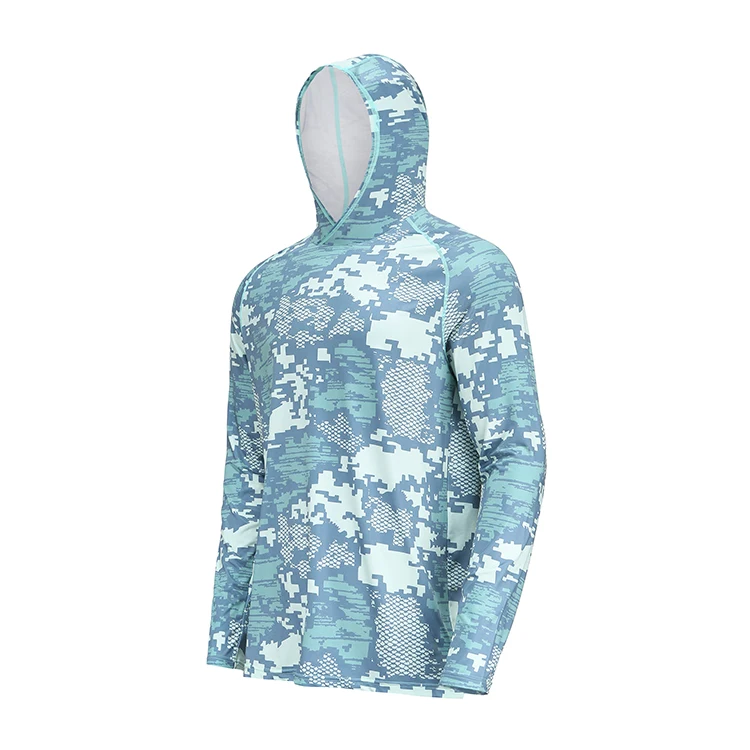 
2021 OEM High Quality Sublimation Printing Quick Dry Polyester Performance Fishing Hoodie UPF 50 Dry Fit 