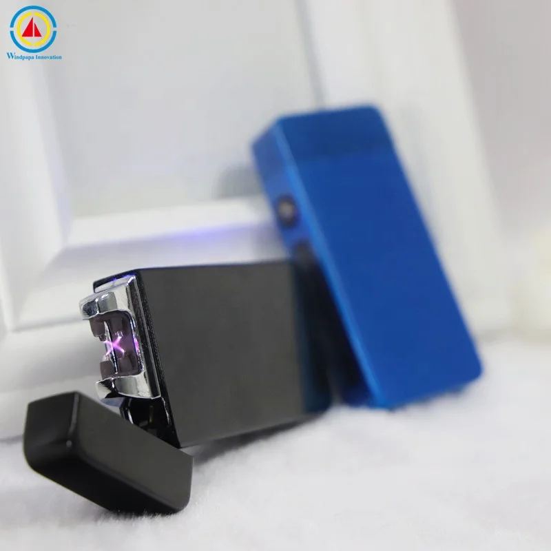 No Flame Cigarette Lighter Cigarette Cigar Lighter with USB Electronic Men Vintage Black Gift White Metal Steel Box Style Rubber