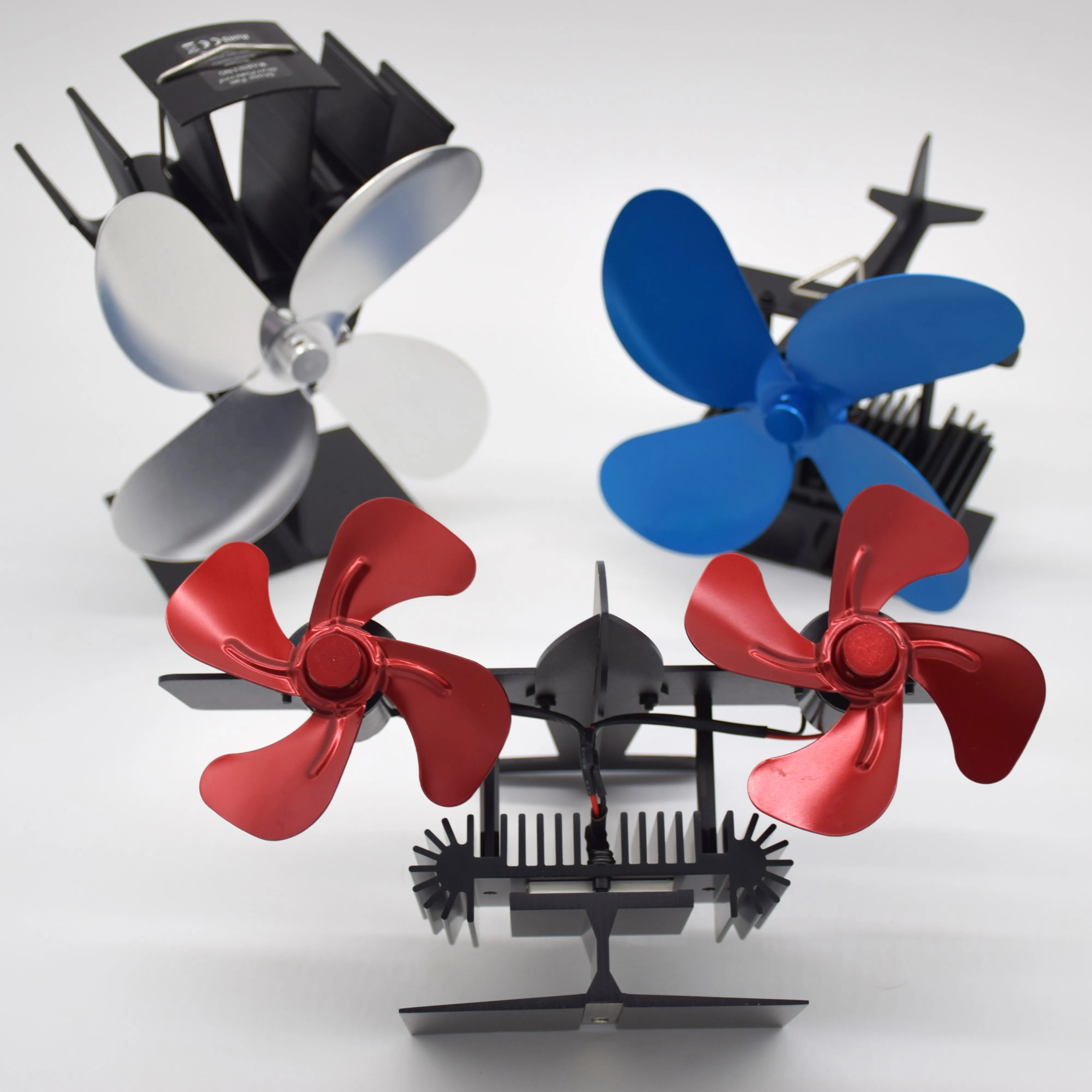 Factory Price  Indoor Fireplace Heat Circulation Fans Outdoor Camping Aluminium Alloy Silent Heat Powered  Fan