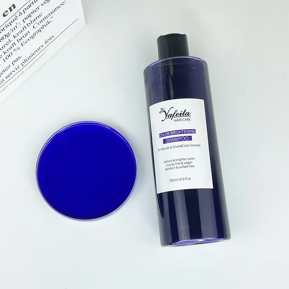 500ml professional customized vegan purple toner color no yellow blue shampoo for blondes color treated hair