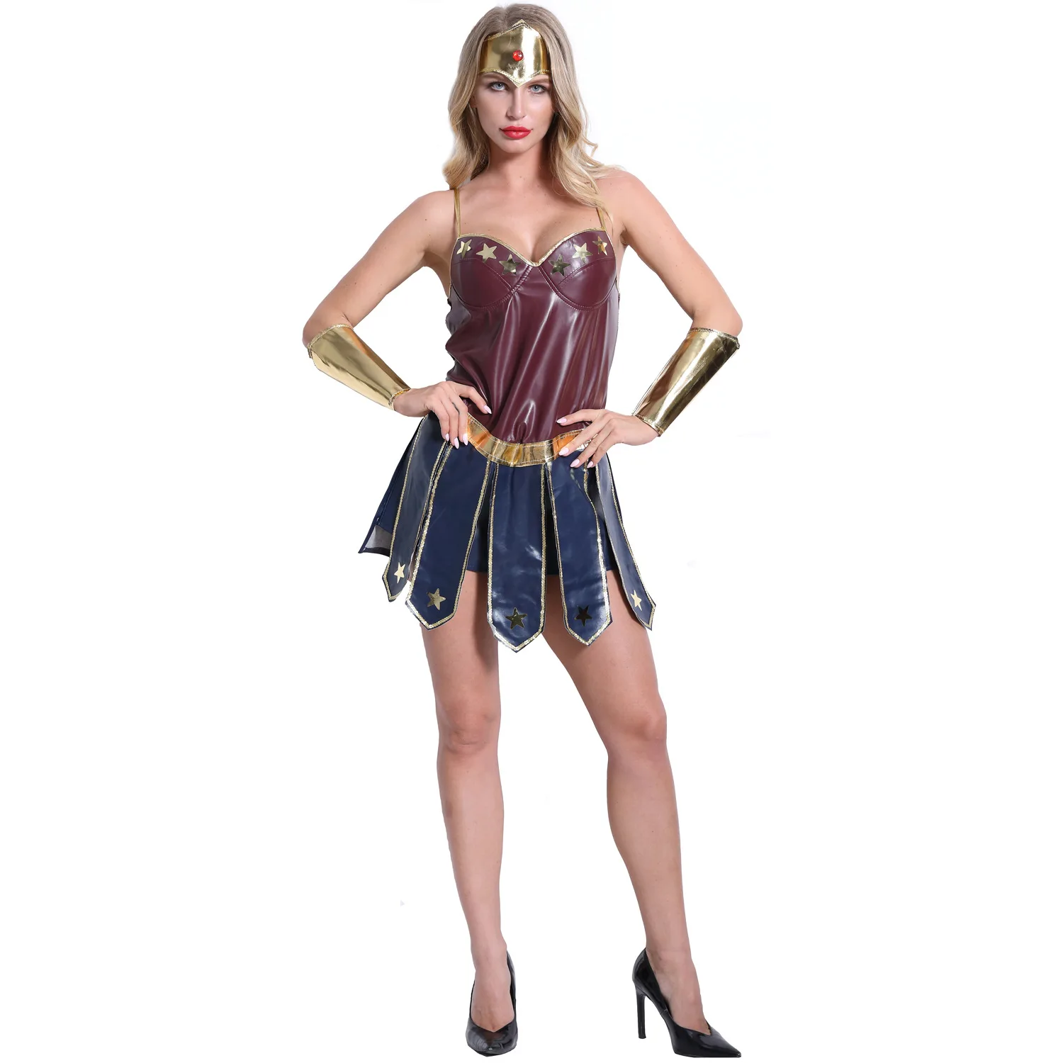 Wholesale League Of Legends Gladiator Uniform Costumes  Halloween Brown Wonder-Woman Cosplay Costume