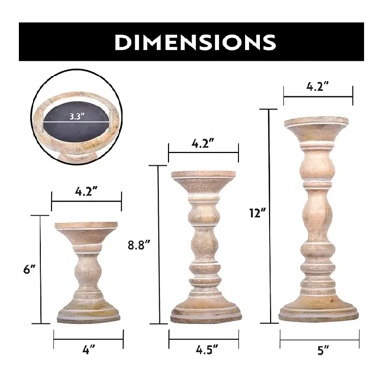 Antique Farmhouse Wood Candle Holder Distressed Carving Candle Holder Set Christmas Distressed Wood Candle Holders Europe Style