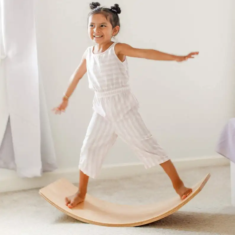 
Best Selling Baby Wood Toy Montessori Wobble Board Baby Balance Boat Toy Wooden Kids For Sale Balance Board 