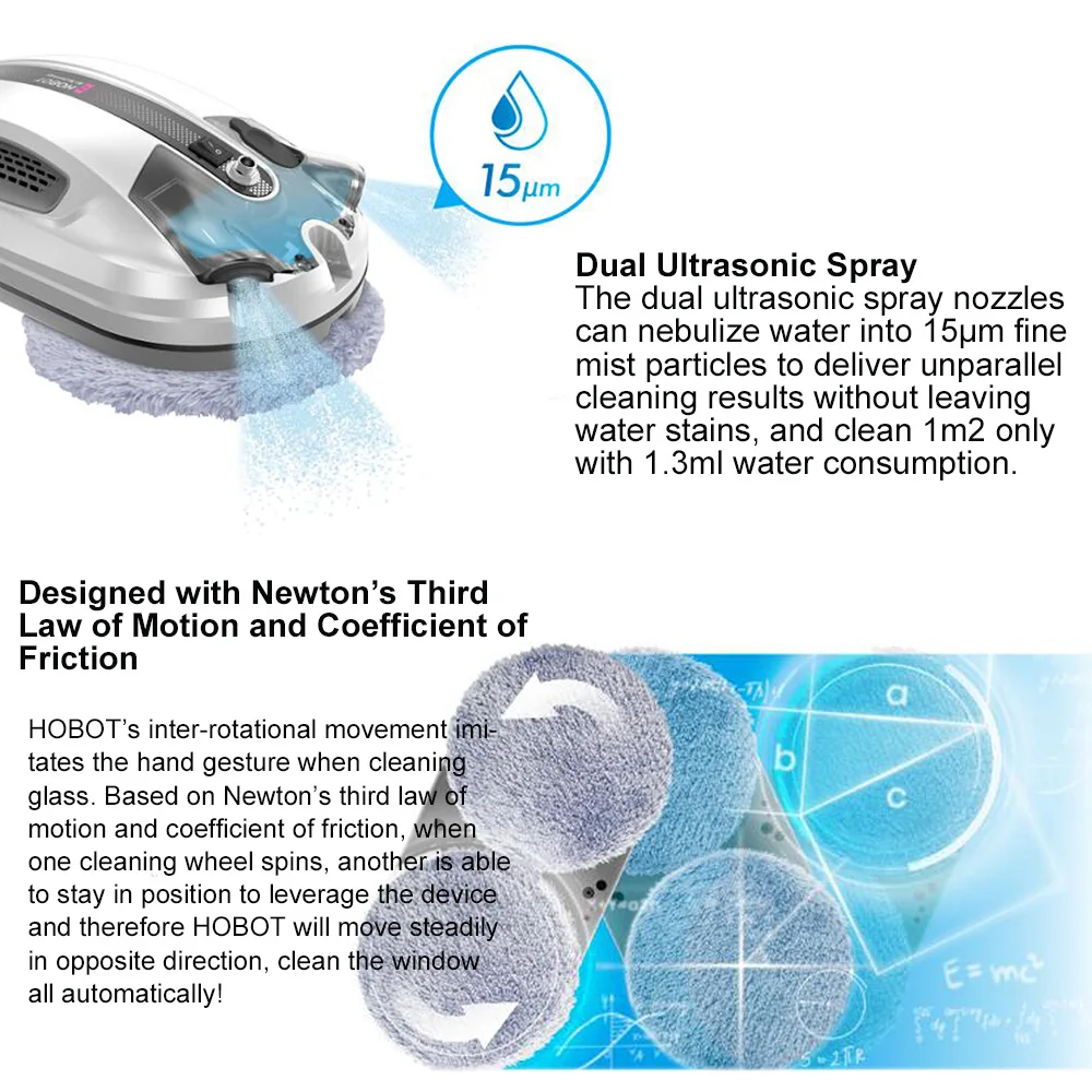 Hobot R3 Window Cleaner Robot,  Glass Smart APP WiFi AI Voice Remote Control Automatic Window Cleaning Robot with Ultra Spray