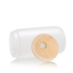 Hot Sale US Warehouse 12oz 16oz Frosted clear coffee soda shaped beer can glass cup jar with bamboo lid