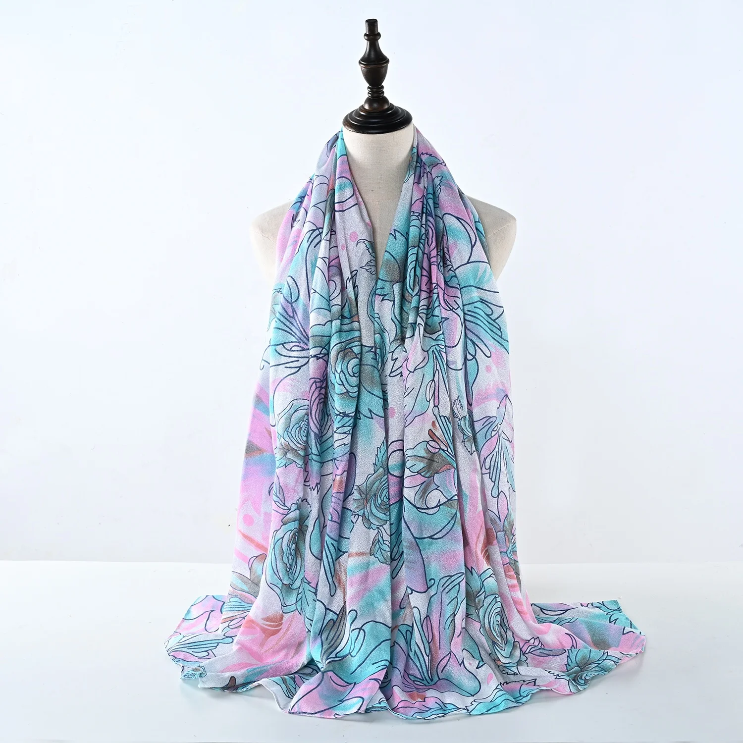 New Style Floral Printed Chiffon Hijab Women Muslim Hijabs Colorful Printed Scarves Free Sample