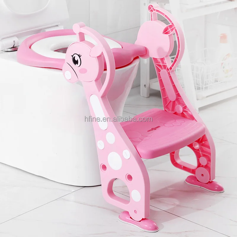 
Cute Fawn pattern design potty training seat with step stool ladder, potty trainer with handles splash guard 