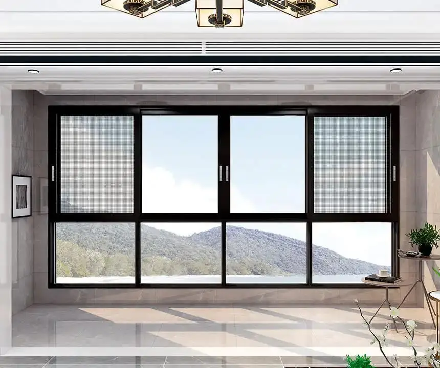 Factory price aluminum sliding Window  double glass windows and doors big vision soundproof window For bedroom