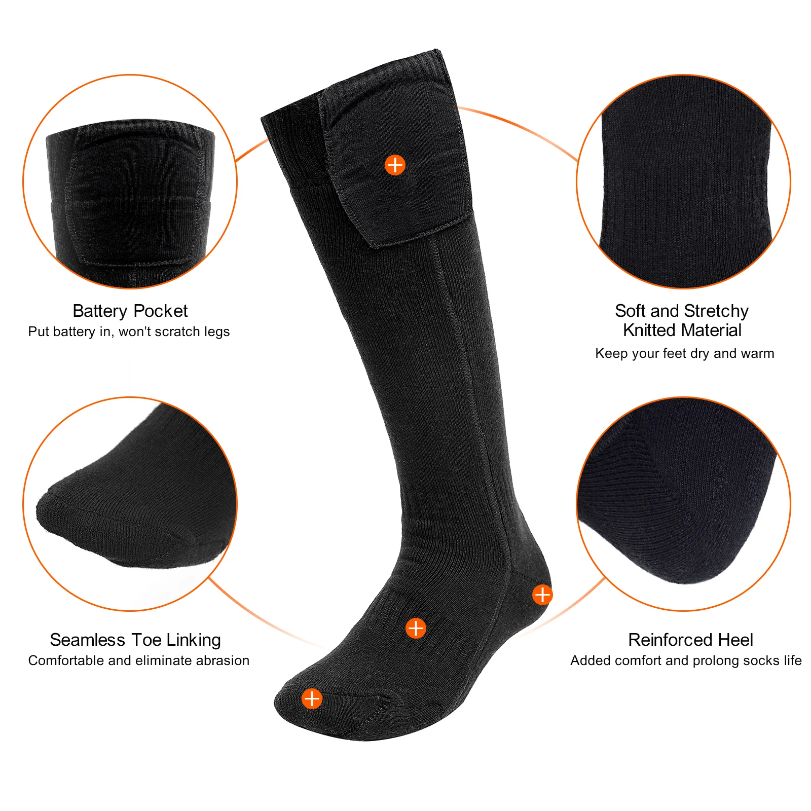 Thermal Insulated Sock Powered Heating Winter Wireless Rechargeable Heated Socks For Men