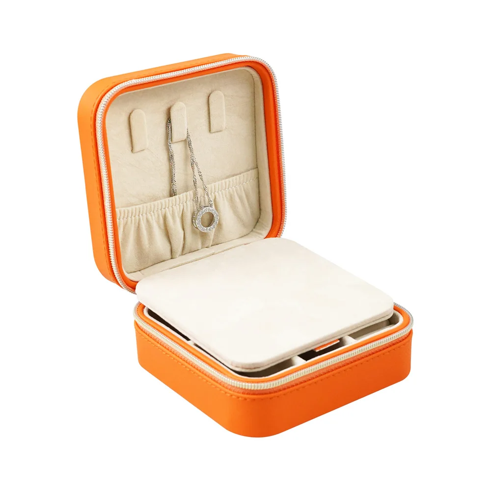 Kids Packaging Storage logo Custom Travel Overlay Portable Velvet case Leatherette High Quality Jewelry Box for Gift