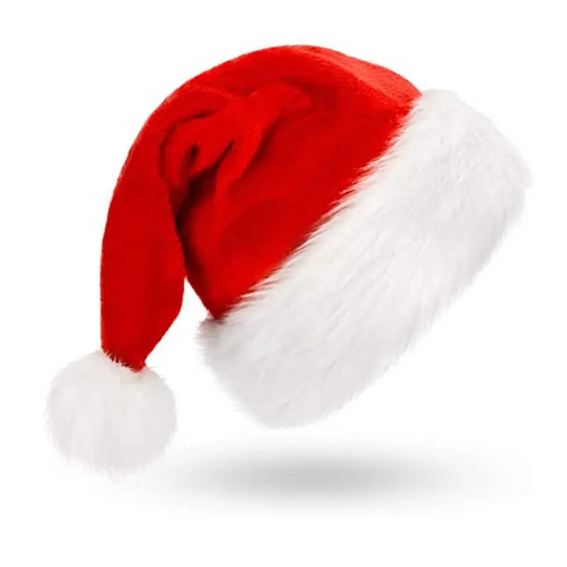 Hot Sale Red  Classic Christmas Hat Xmas Plush Santa Hat Child Adult Christmas Decoration