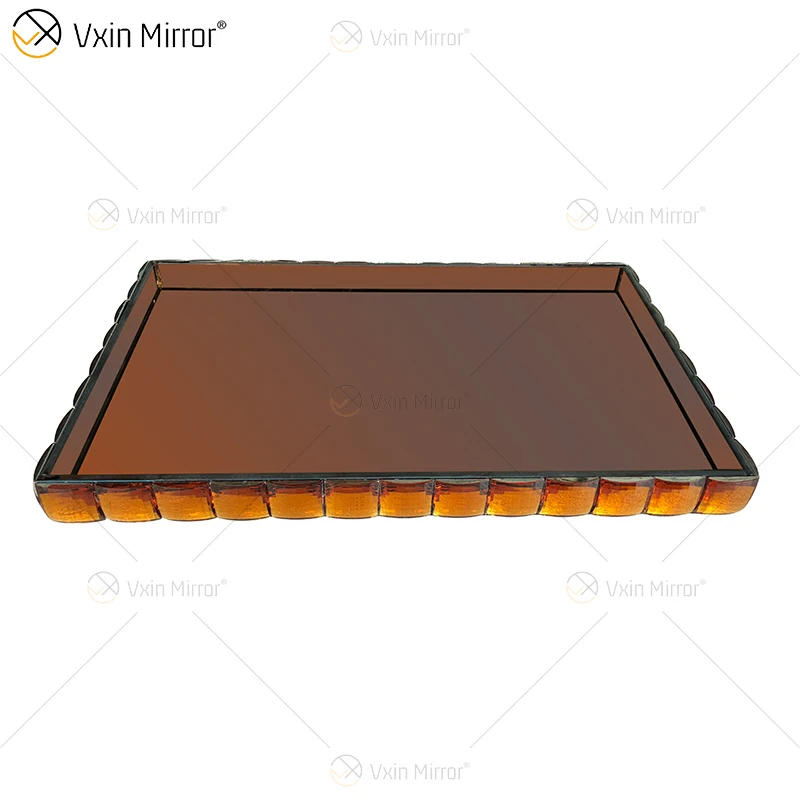 factory supply sets furniture WXML-004 two colors silver brown mirrored tray with Jewelry box wall decor