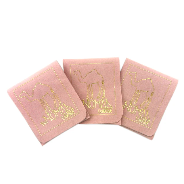Pink Velvet Pouch Flap Bag Custom Logo Recycled Hot stamping Suede Csrrying Printed Jewelry Velvet Pouch