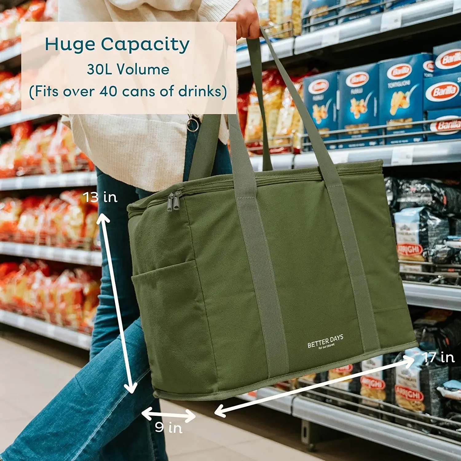Insulated Cooler Bags with Zipper Closure,Reusable Grocery Shopping Bags Keep Food Hot or Cold