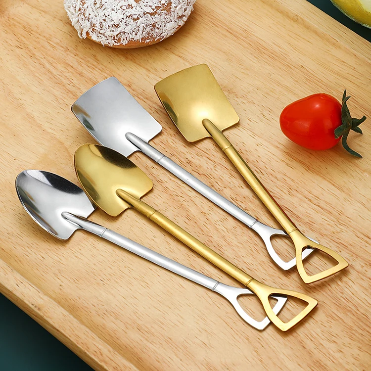 Creative lovely square head coffee ice cream spoon shovel shape ice cream spoon steel