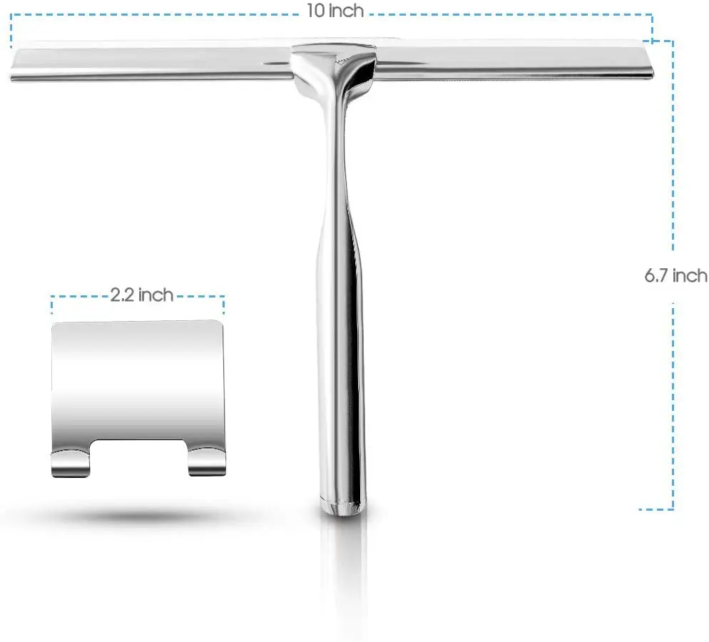 Shower Squeegee Stainless Steel Squeegee for Shower Doors, Bathroom Mirrors Tiles and Car Windows with glass