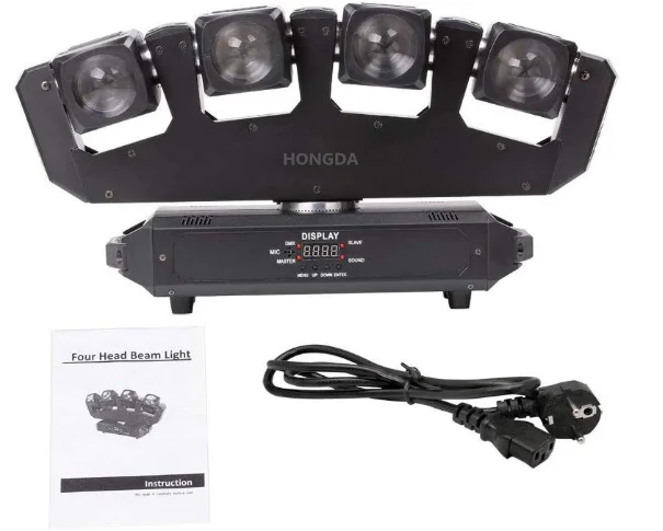 LED Moving Head Light Four-Headed Beam Spider Light 80W RGBW with DMX Suitable for Stage Party Disco Bar