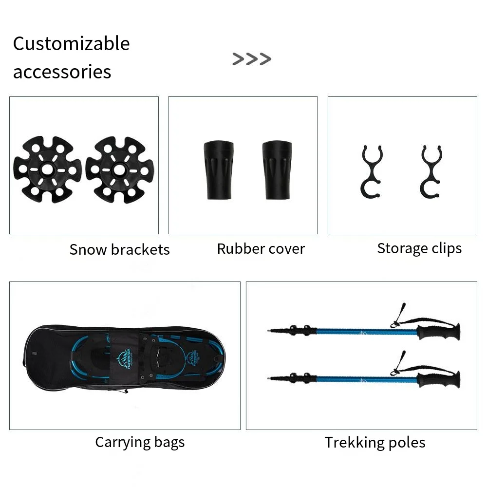 Snowshoes Lightweight Aluminum With Flex Pivot Multiple Sizes And Trekking Poles For All Terrain Hiking Men Women