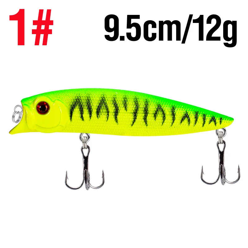 ZHUO RUN Wholesale 9.5cm 12g 10 Colors Strong Hooks Floating Bait 3d Lure Eyes Popper Fishing Lures Minnow Bait Bionic Bait