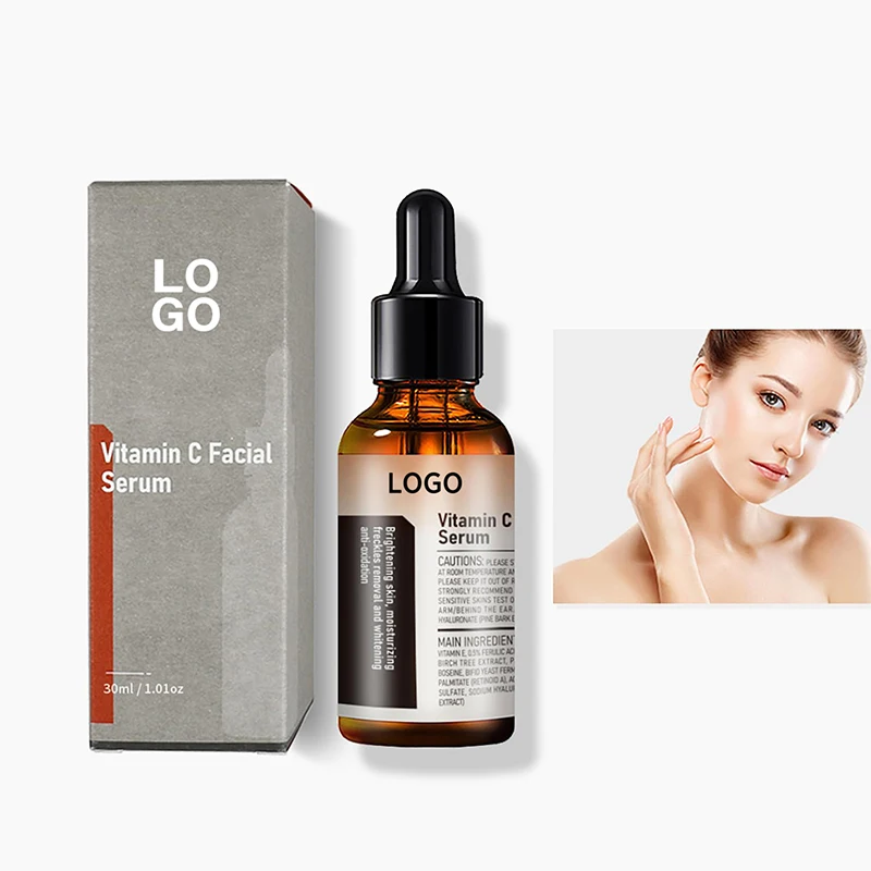 Private Label Vitamin C Facial Serum Hyaluronic Acid Anti Aging Skin Brightening Serum For Face Care Vitamin E Face Serum