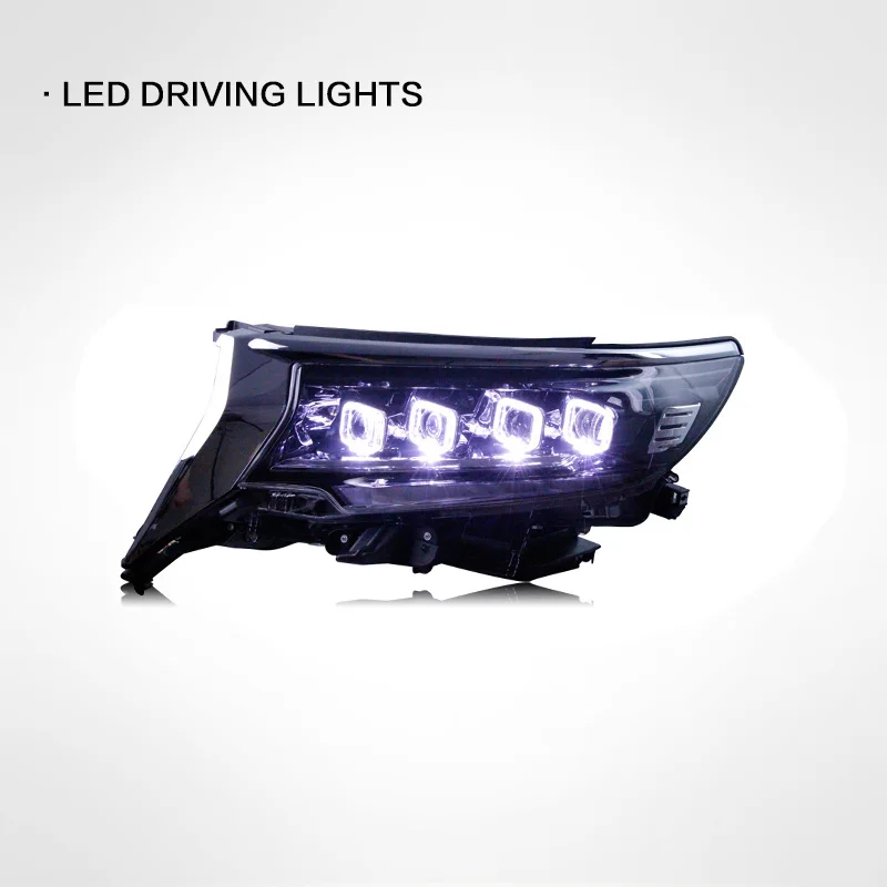 LINK-TO Suitable For 2018-2019 Toyota Prado Headlight Assembly Modification LED Lens Daytime Running Light Turn Signal Bugatti