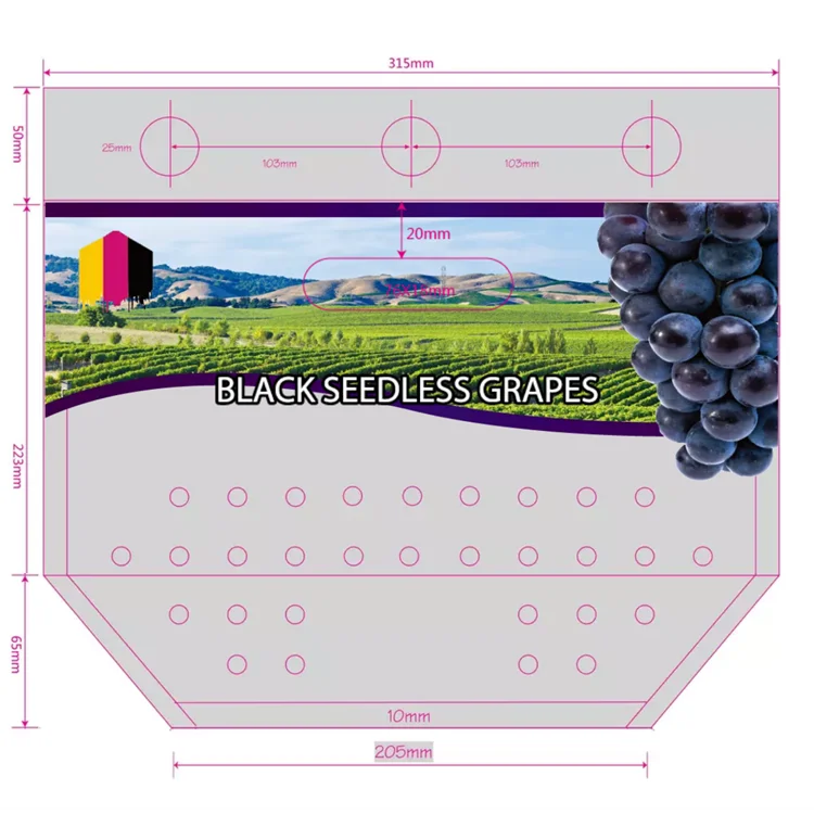 China factory supply accept custom Green Seedless Table Grape Bags